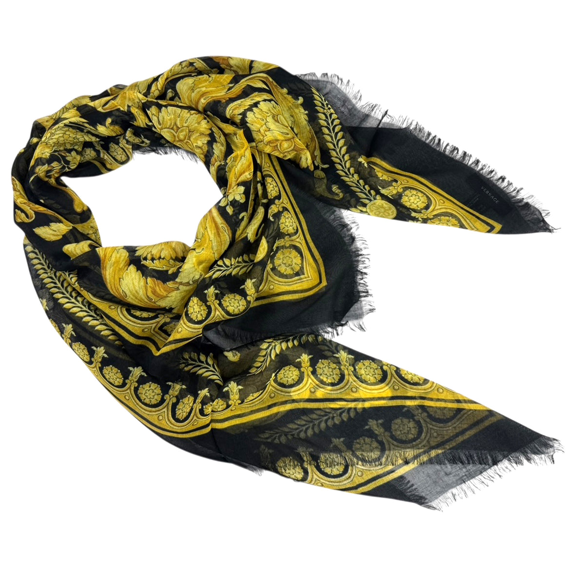 Versace Scarf Black Gold Barocco 