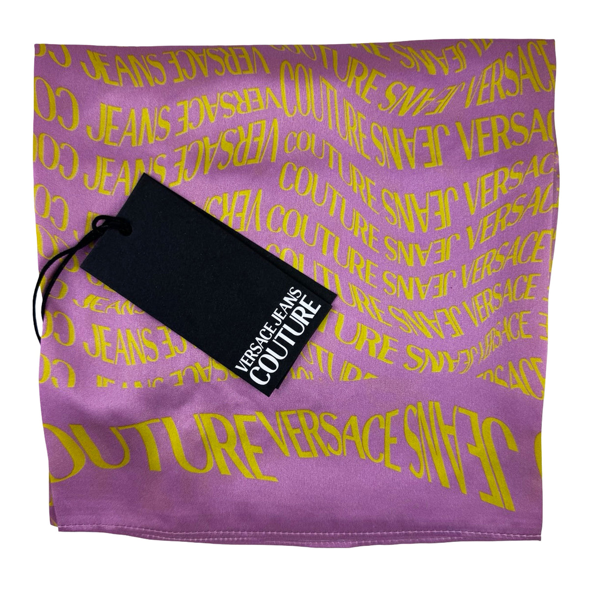 Versace Scarf Dust Pink Logo Design - Satin Silk Square - Versace Jeans Couture