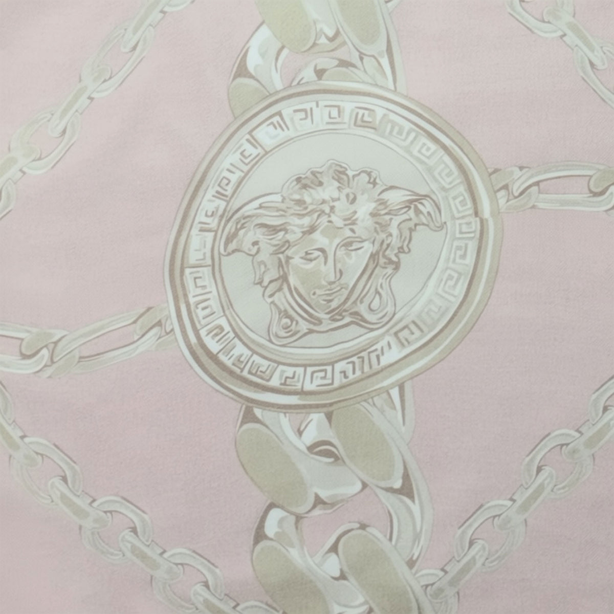 Versace Scarf Light Pink Gray-Silver Chain &amp; Medusa - Extra Large Square Shawl