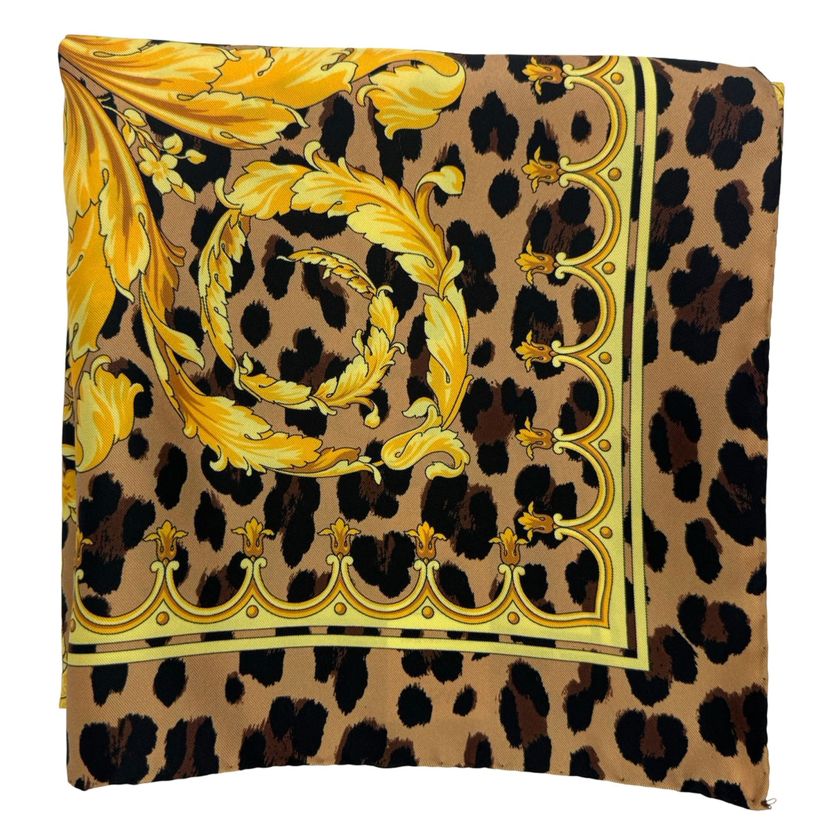 Versace Scarf Leopard Barocco &amp; Medusa - Twill Silk Square Foulard