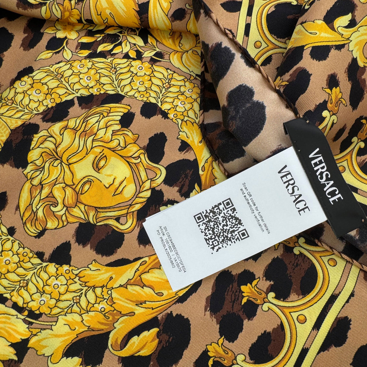 Versace Scarf Leopard Barocco &amp; Medusa - Twill Silk Square Foulard