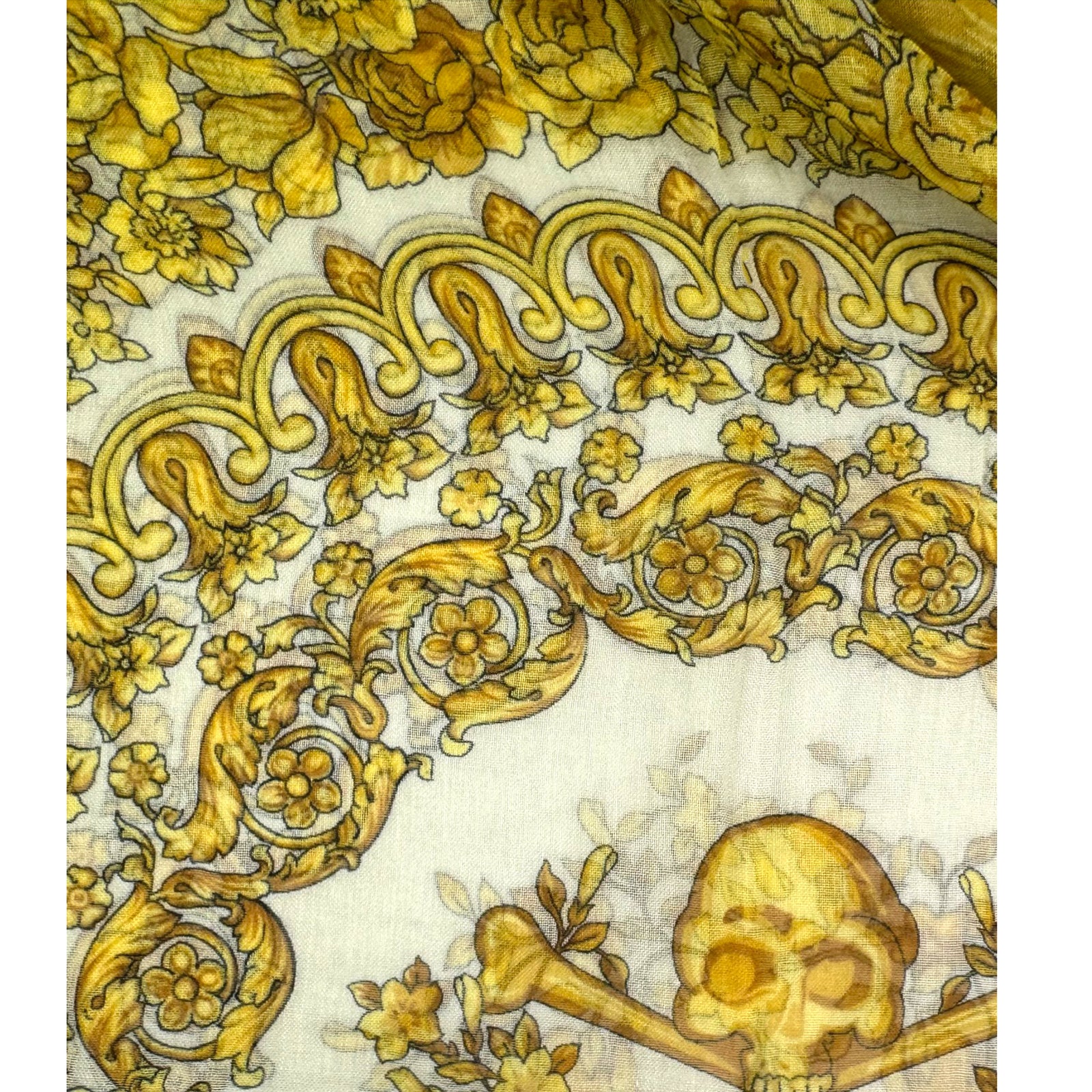 Versace Scarf White Gold Design - Extra Large Square Wrap