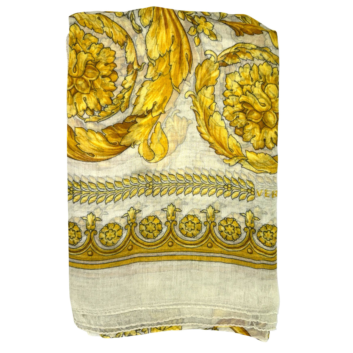 Versace Scarf White Gold Design - Extra Large Square Wrap