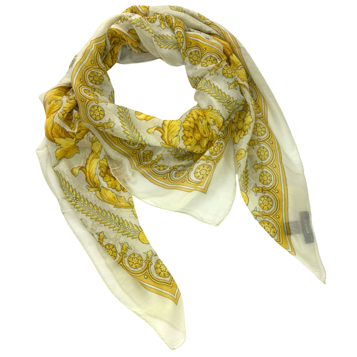 Versace Scarf White Gold Design - Extra Large Square Wrap