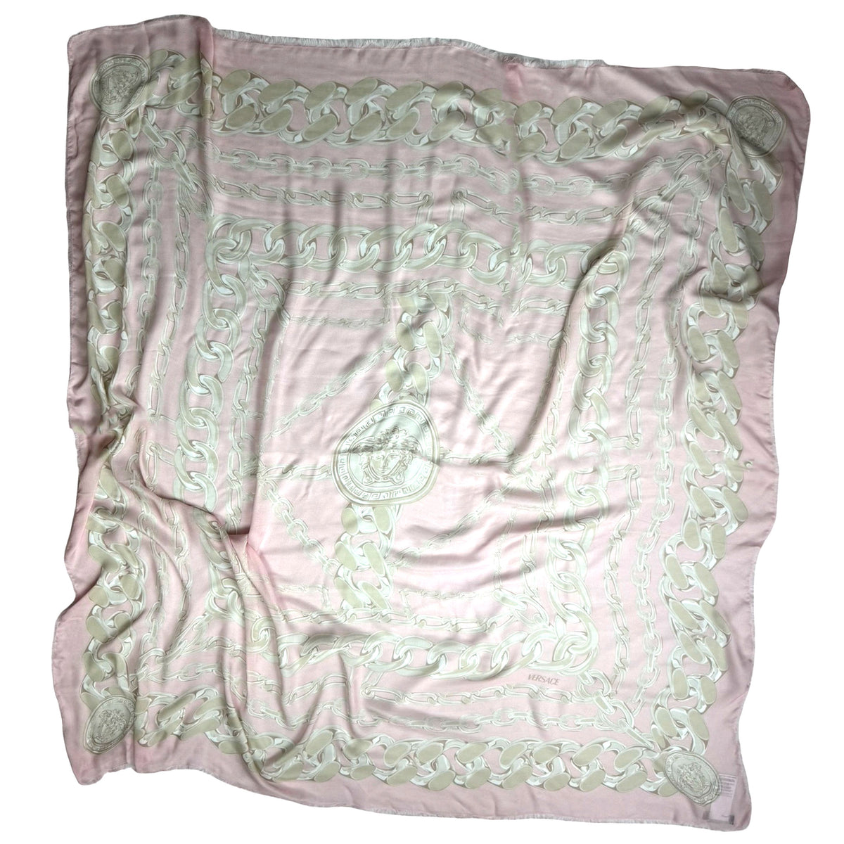 Versace Scarf Light Pink  Gray-Silver Chain &amp; Medusa