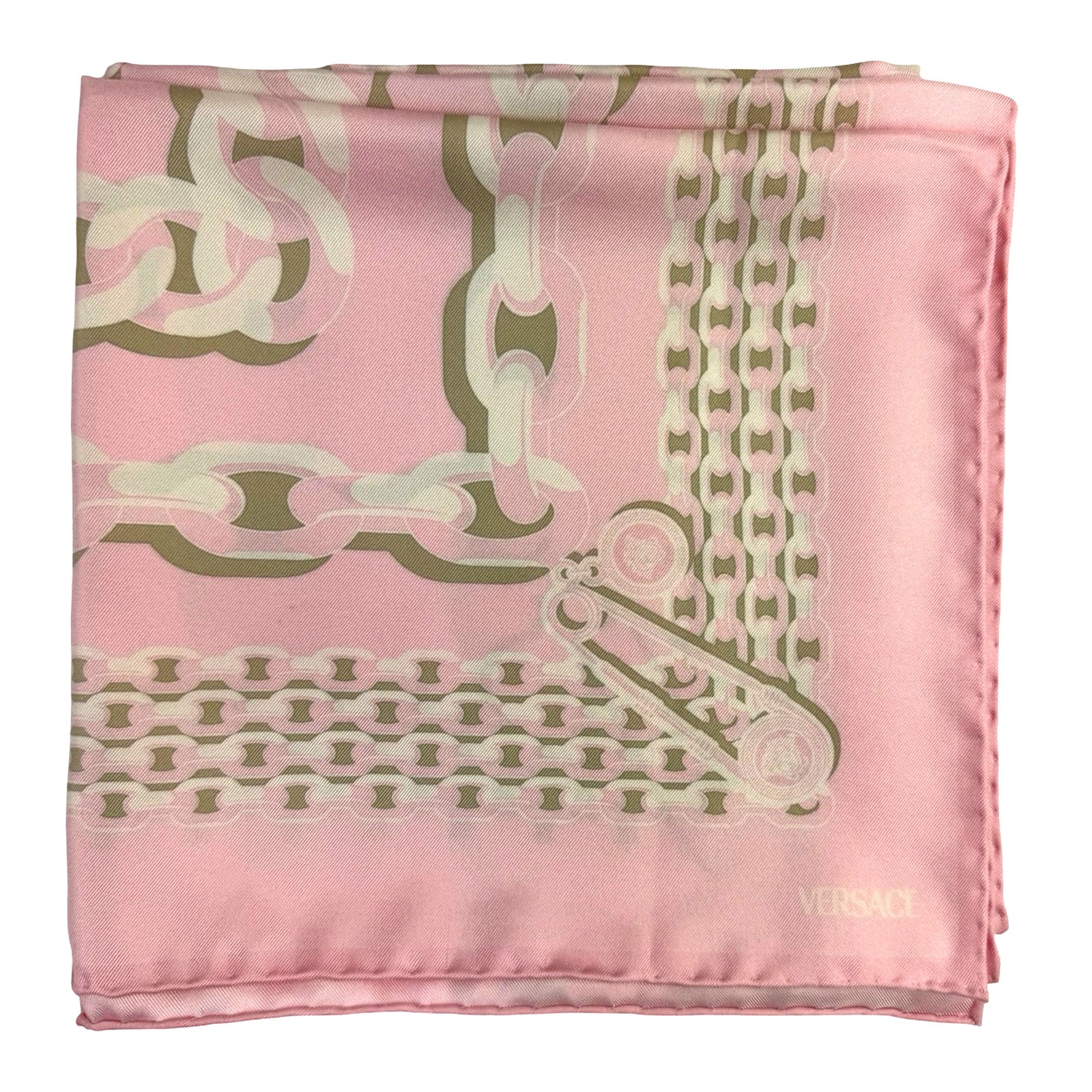 Versace Silk Scarf Pink Design - Twill Silk Square Foulard