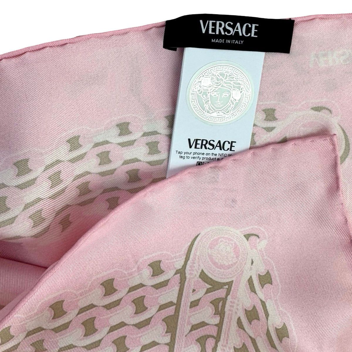 Versace Silk Scarf Pink Design - Twill Silk Square Foulard