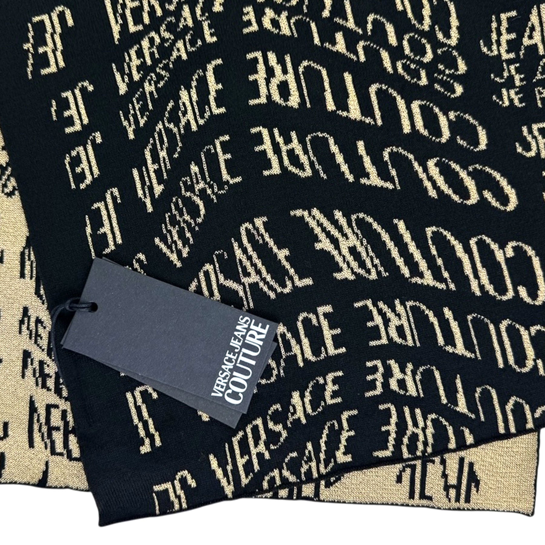 Versace Scarf Black Gold Liquify Logomania 
