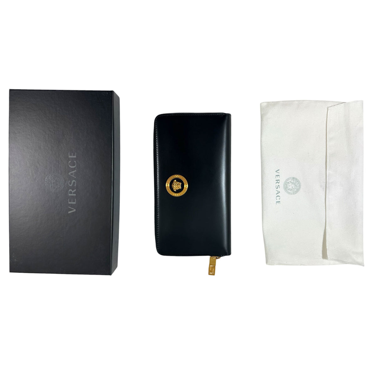 Versace Wallet Black Medusa Long Wallet Original Gift Box