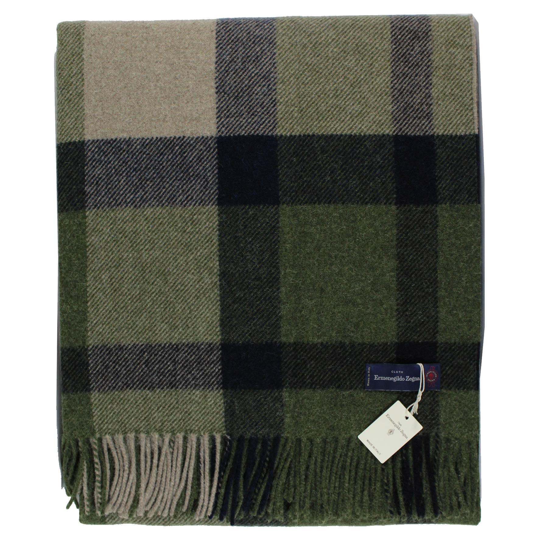 Ermenegildo Zegna Throw Blanket Green Plaid - Wool Alpaca Cashmere