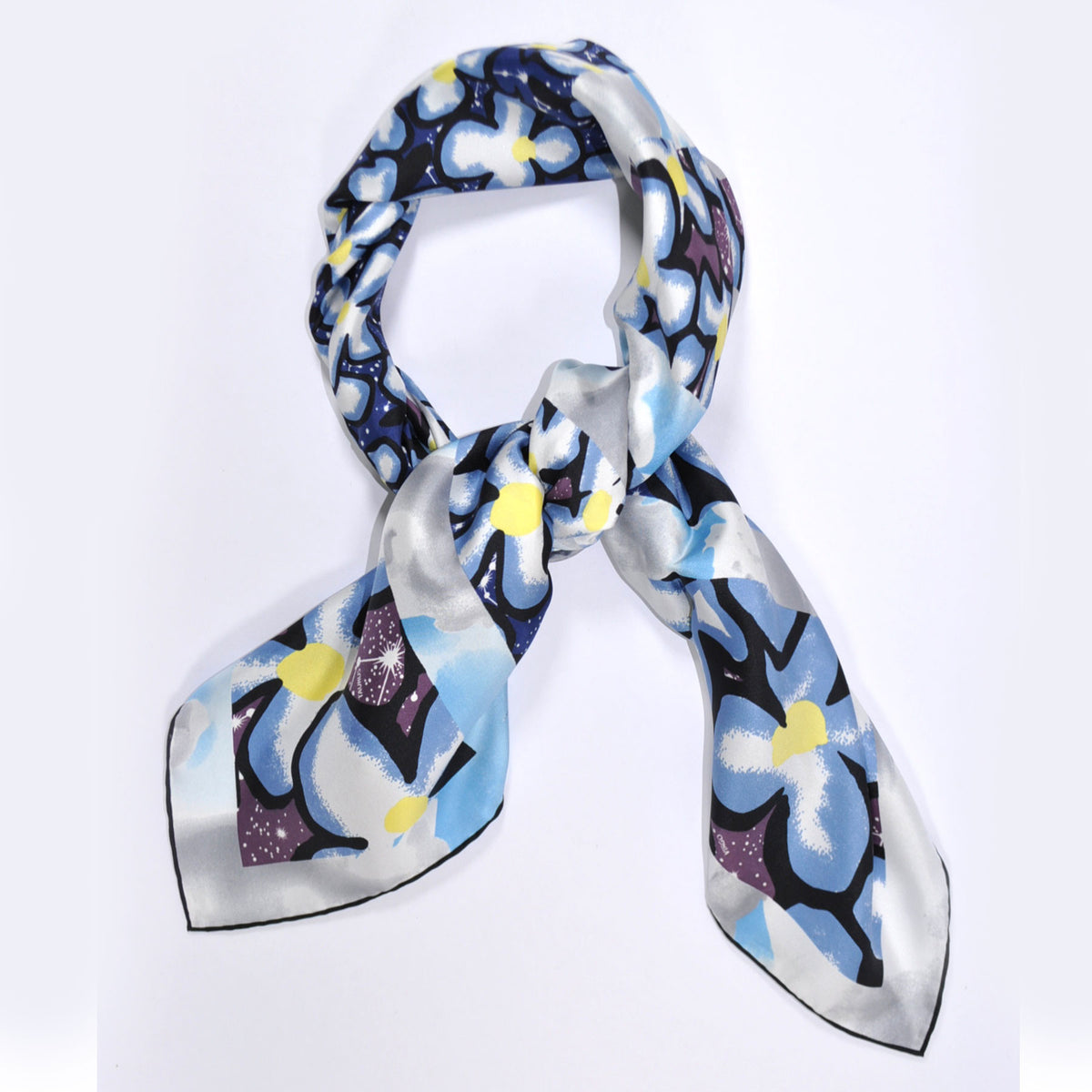 Kenzo Scarf Midnight Blue Horoscope Print Silk Large Square Scarf