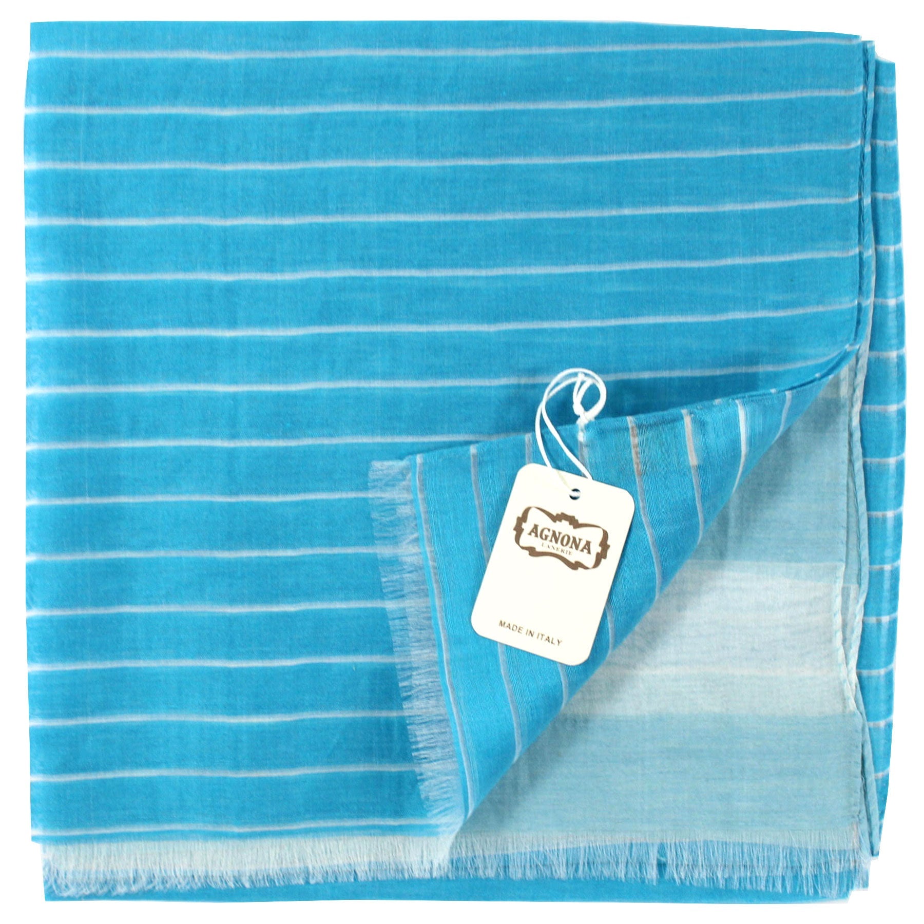 Agnona Scarf Blue Stripes Design - Luxury Women Shawl