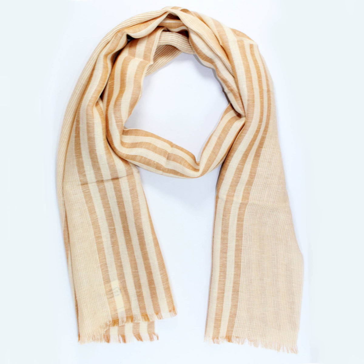 Agnona Scarf Rust Orange White Stripes - Linen Cashmere Silk Shawl FINAL SALE