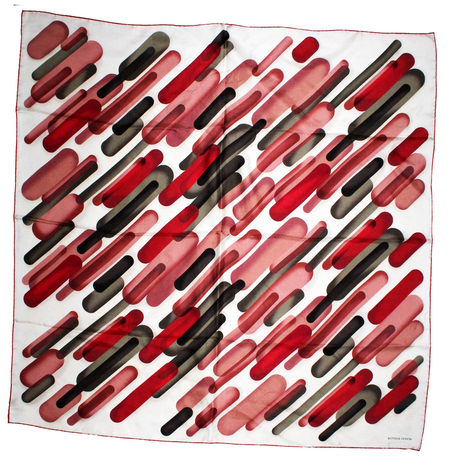 Bottega Veneta Scarf White Bordeaux Taupe Dust Pink - Twill Silk 55" Square Scarf