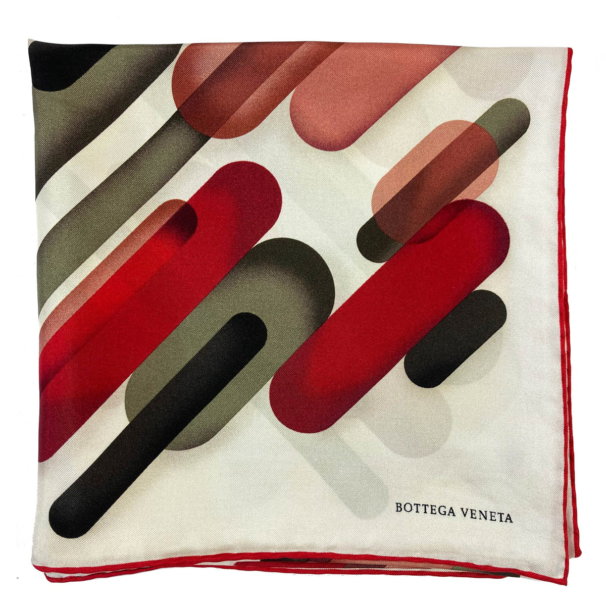 Bottega Veneta Scarf White Bordeaux Taupe Dust Pink - Twill Silk 55&quot; Square Scarf