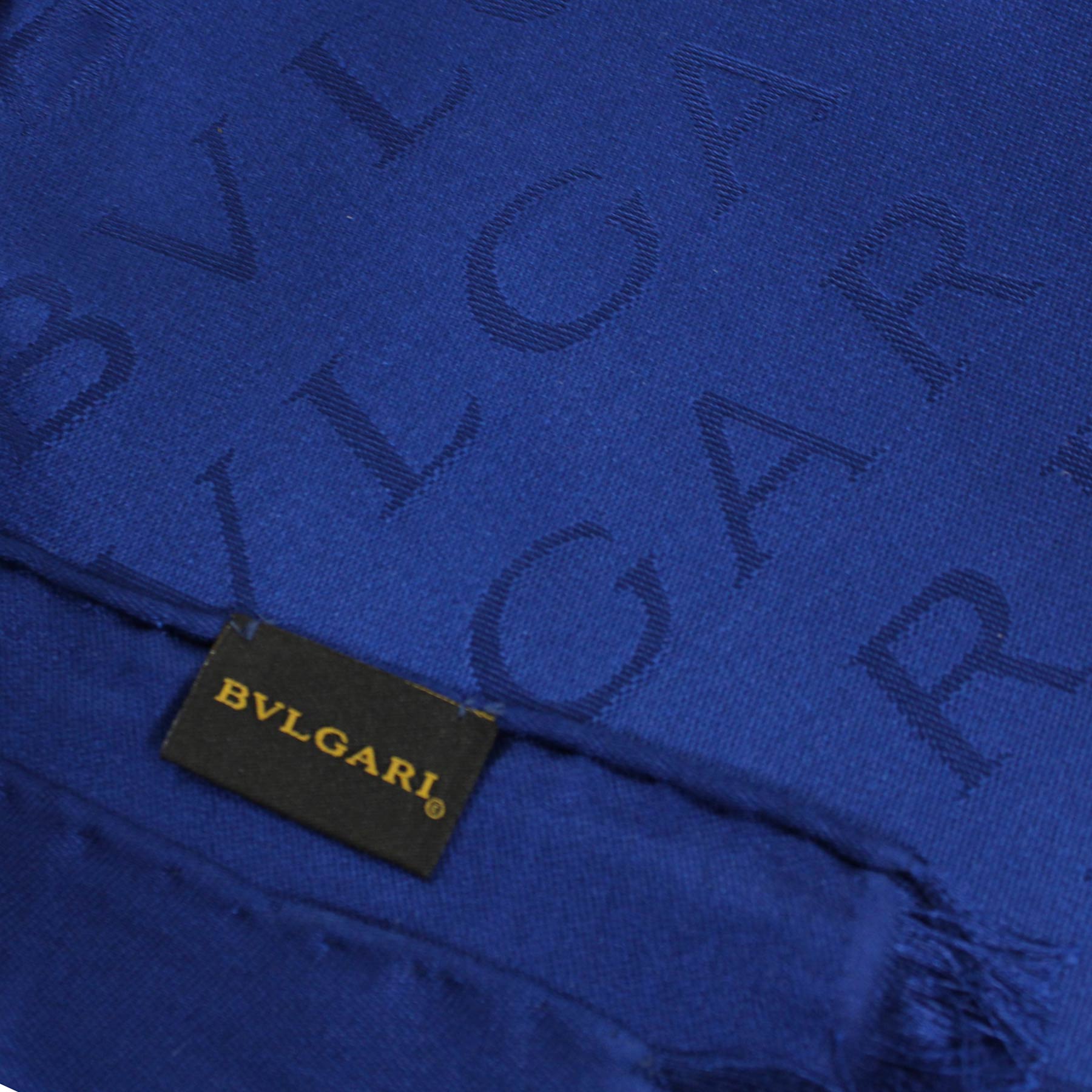 Bvlgari Silk Scarf Navy Logomania - Twill Silk Shawl