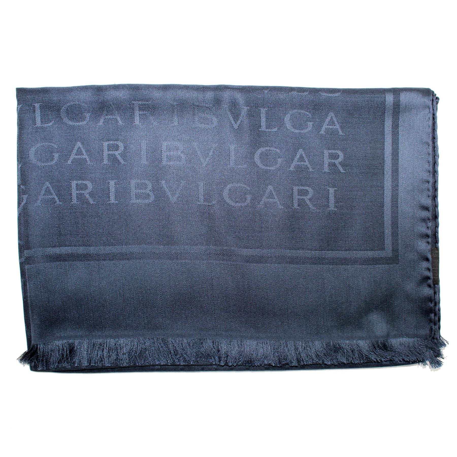 Bvlgari Scarf Dark Gray Logomania - Twill Silk Shawl