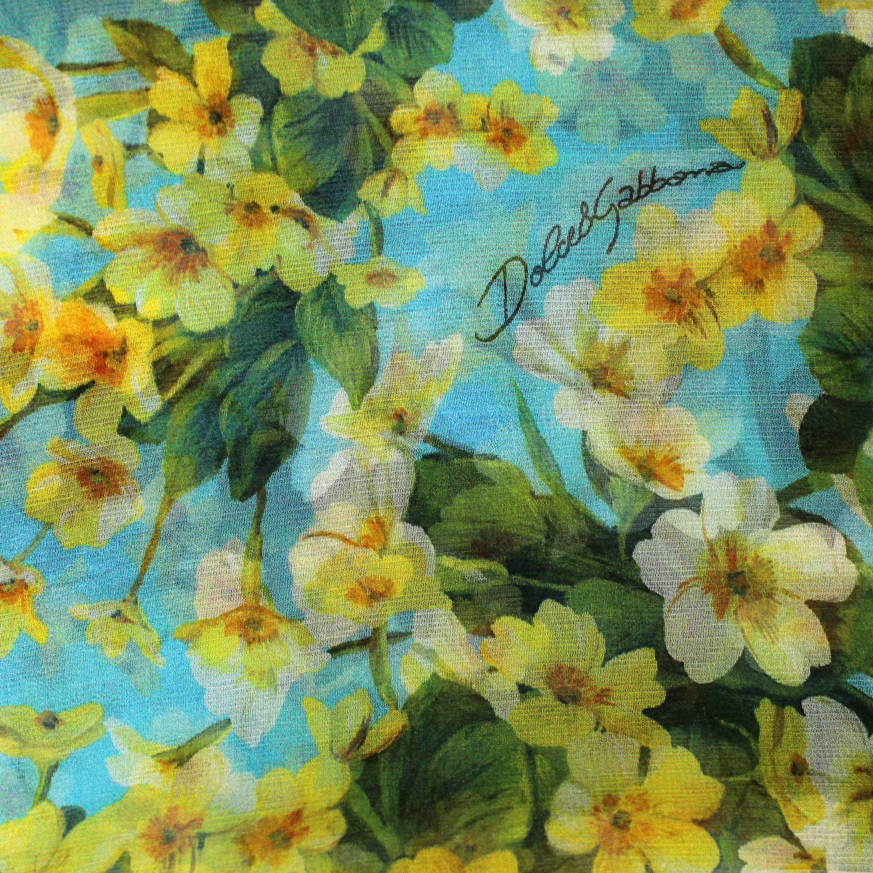 Dolce & Gabbana Scarf Aqua Floral - Chiffon Silk Shawl