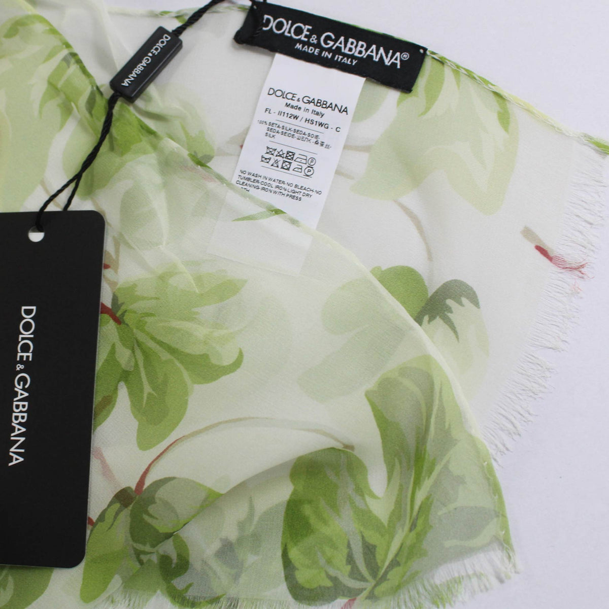 Dolce &amp; Gabbana Women Scarf Green Floral - Chiffon Silk Shawl SALE