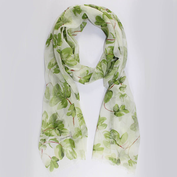 Dolce Gabbana Women Scarf Green Floral Chiffon Silk Shawl
