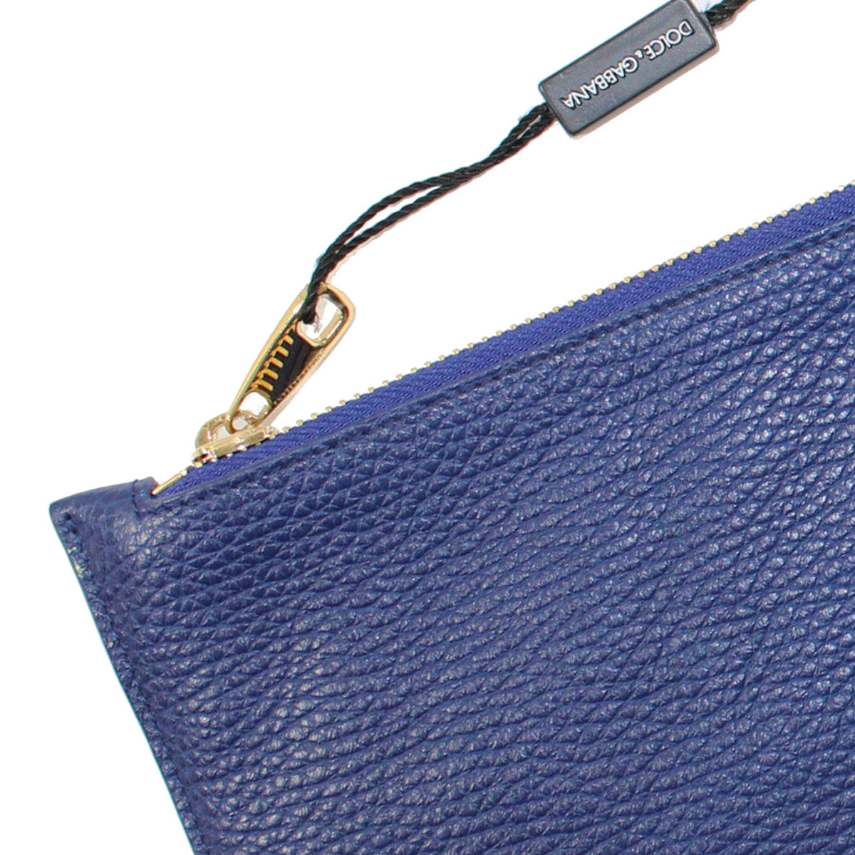 Dolce &amp; Gabbana Lapis Blue Leather Zip Clutch
