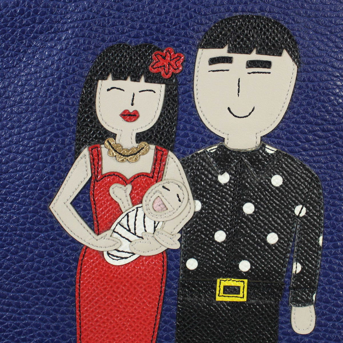 Dolce &amp; Gabbana Lapis Blue Leather Zip Clutch Bag/ Pouch Family FINAL SALE