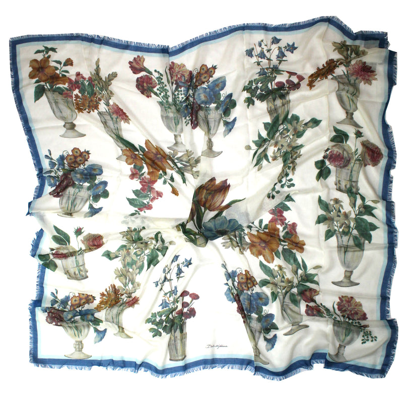 Dolce & Gabbana Blue Cashmere Knit Neck Wrap Shawl Scarf