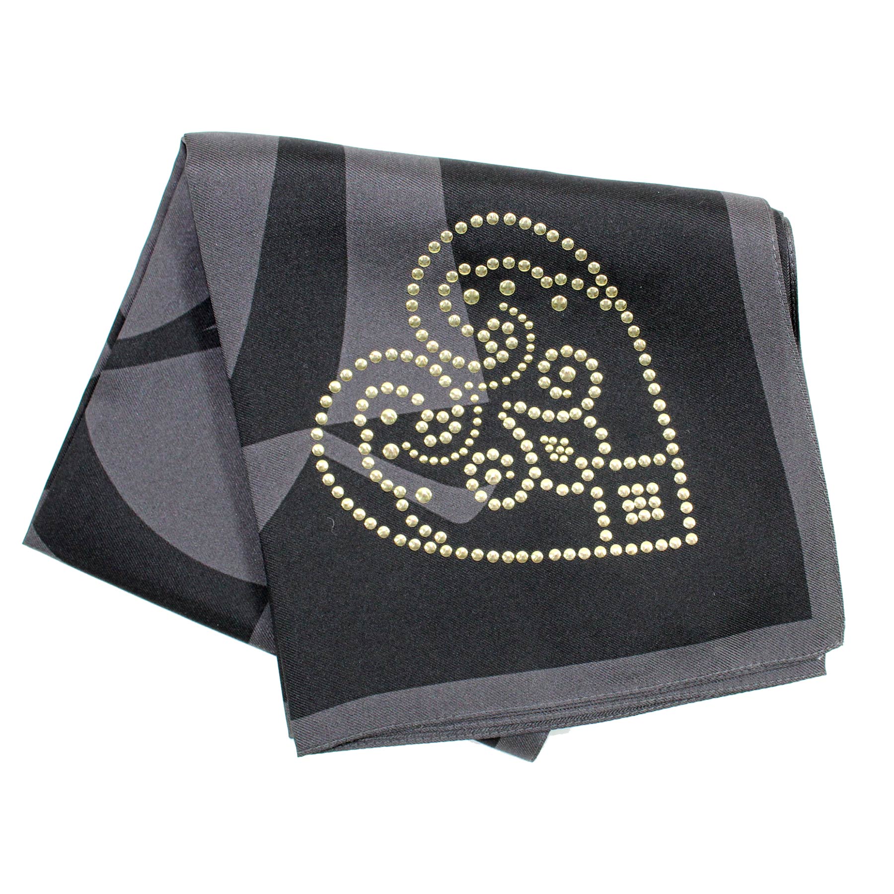 Elie Saab Scarf Gray Heart Metal Beads - Small Silk Scarf