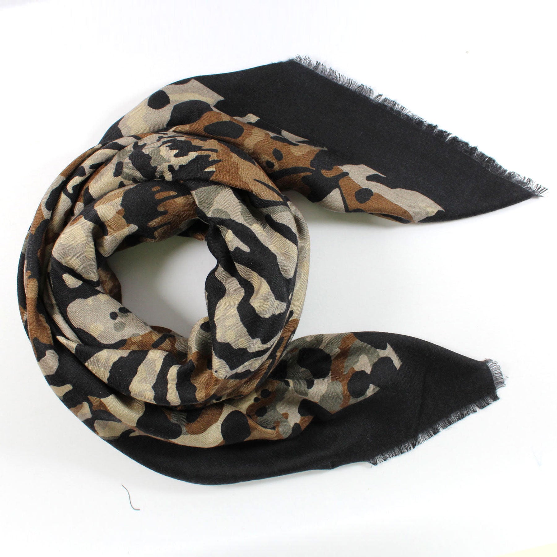 Salvatore Ferragamo Silk Scarf Black Gray Brown Tiger & Leopard - Large 55 Square Modal Silk Sale