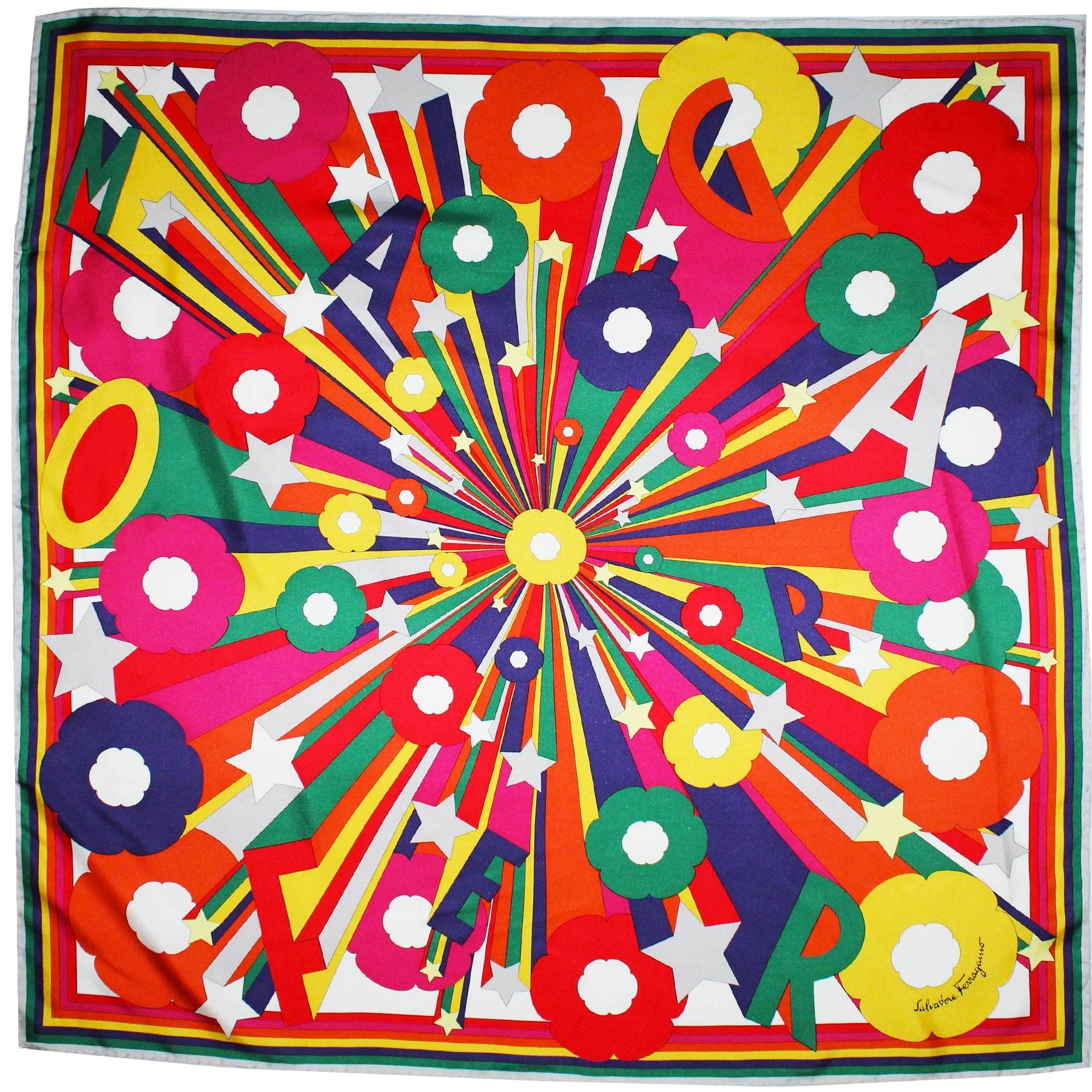 Salvatore Ferragamo Silk Scarf Rainbow - Large Square Foulard