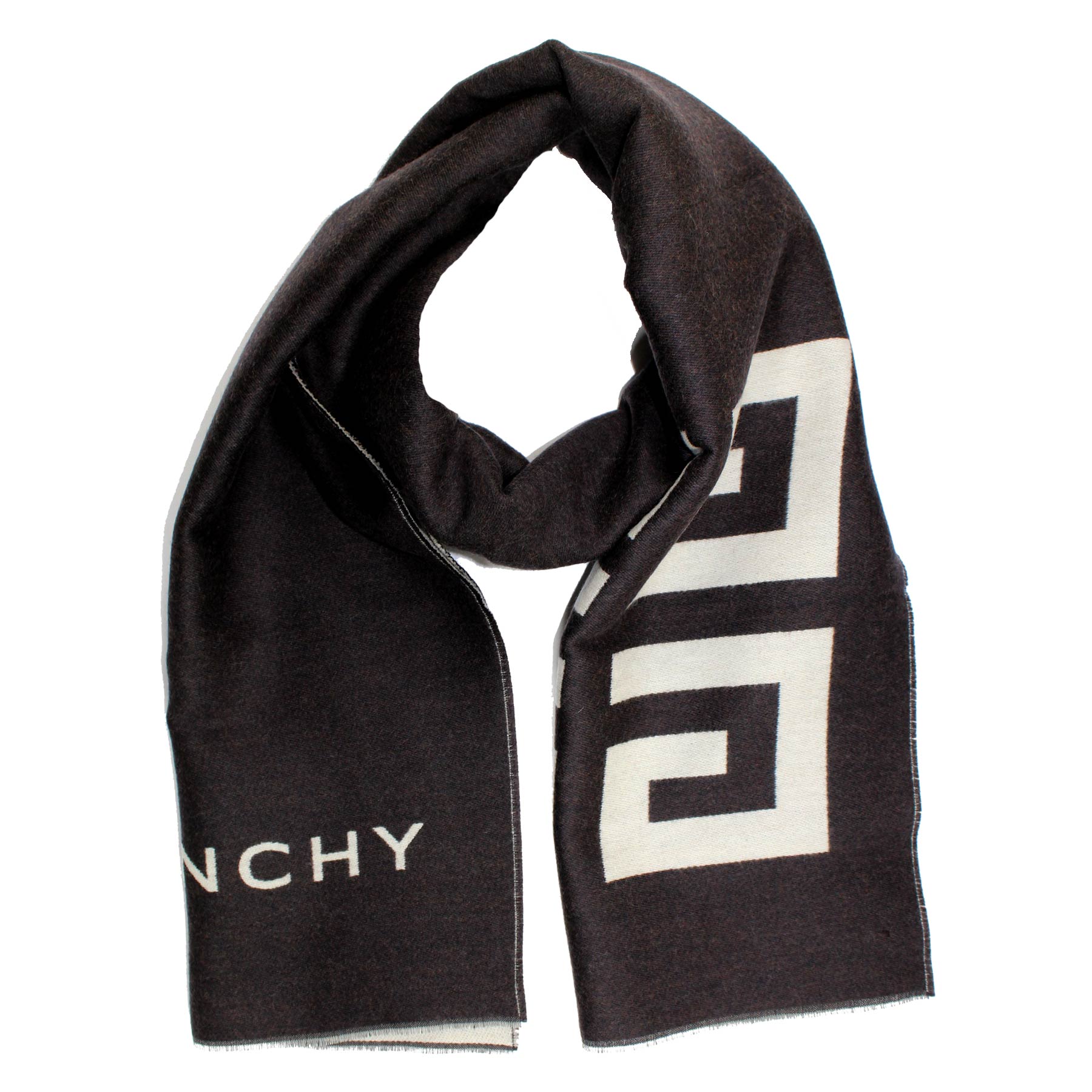 Givenchy Scarf Black White Logo Design - Wool Silk Shawl SALE