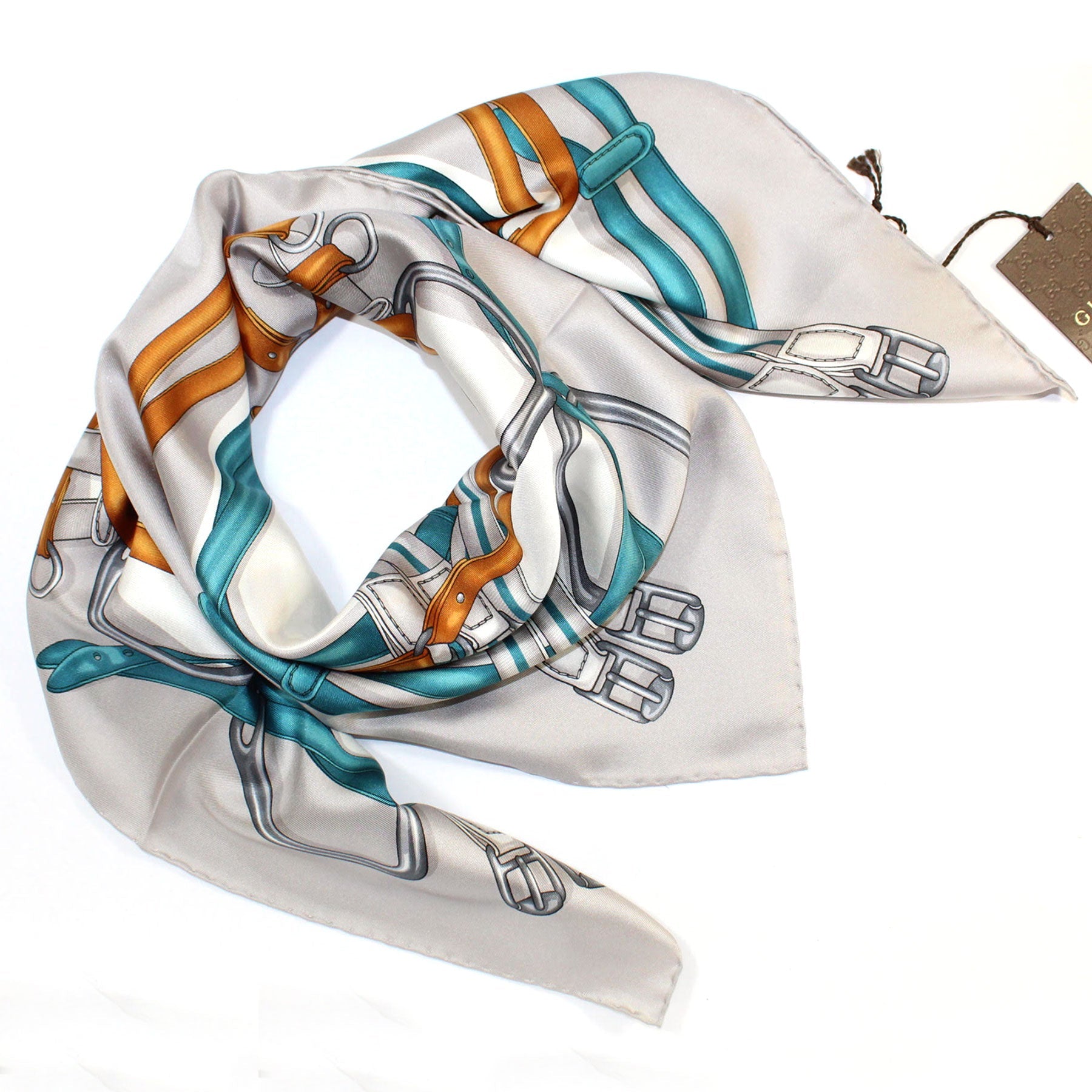 Gucci brand new taupe silk scarf - Vintage Lux