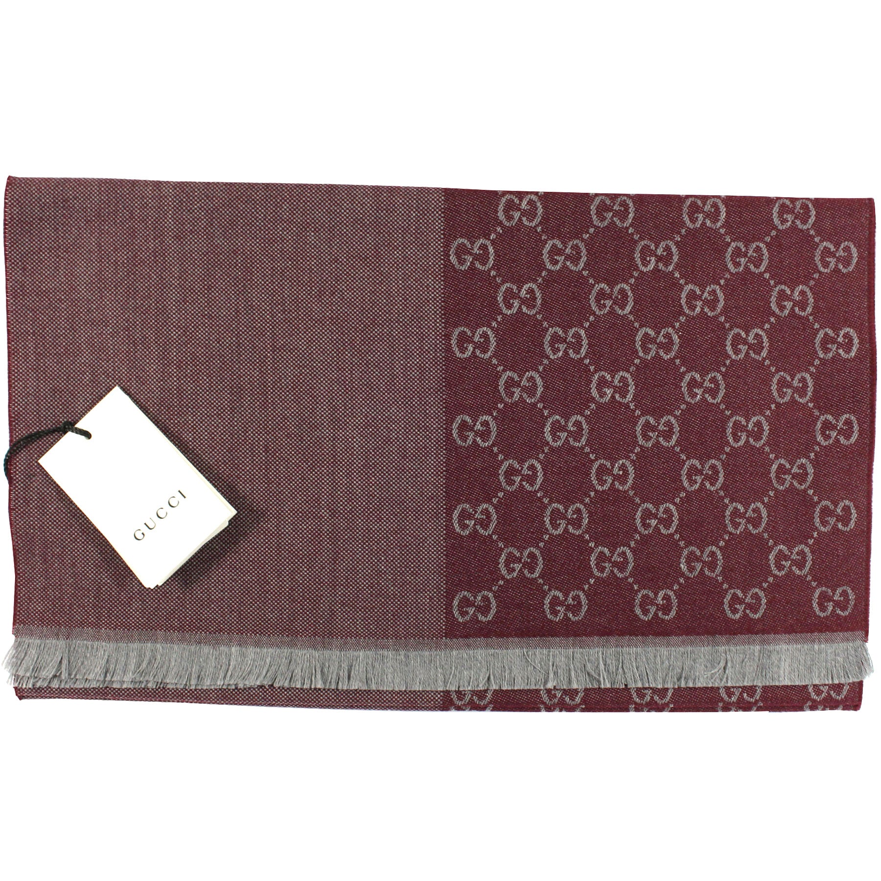 Gucci Scarf Maroon GG Wool Shawl - Como Milano