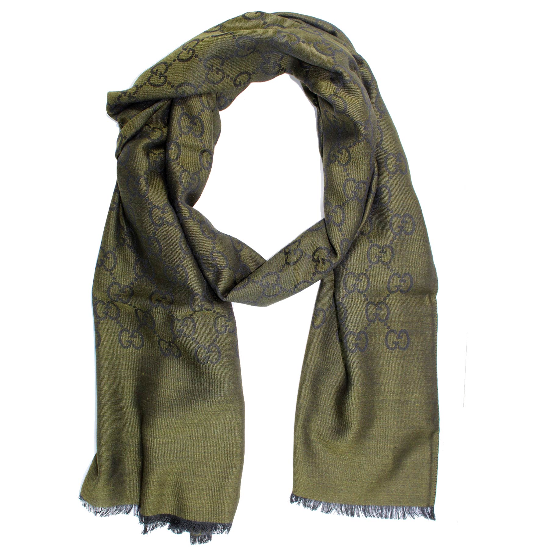 Gucci Scarf Forest Green GG Pattern