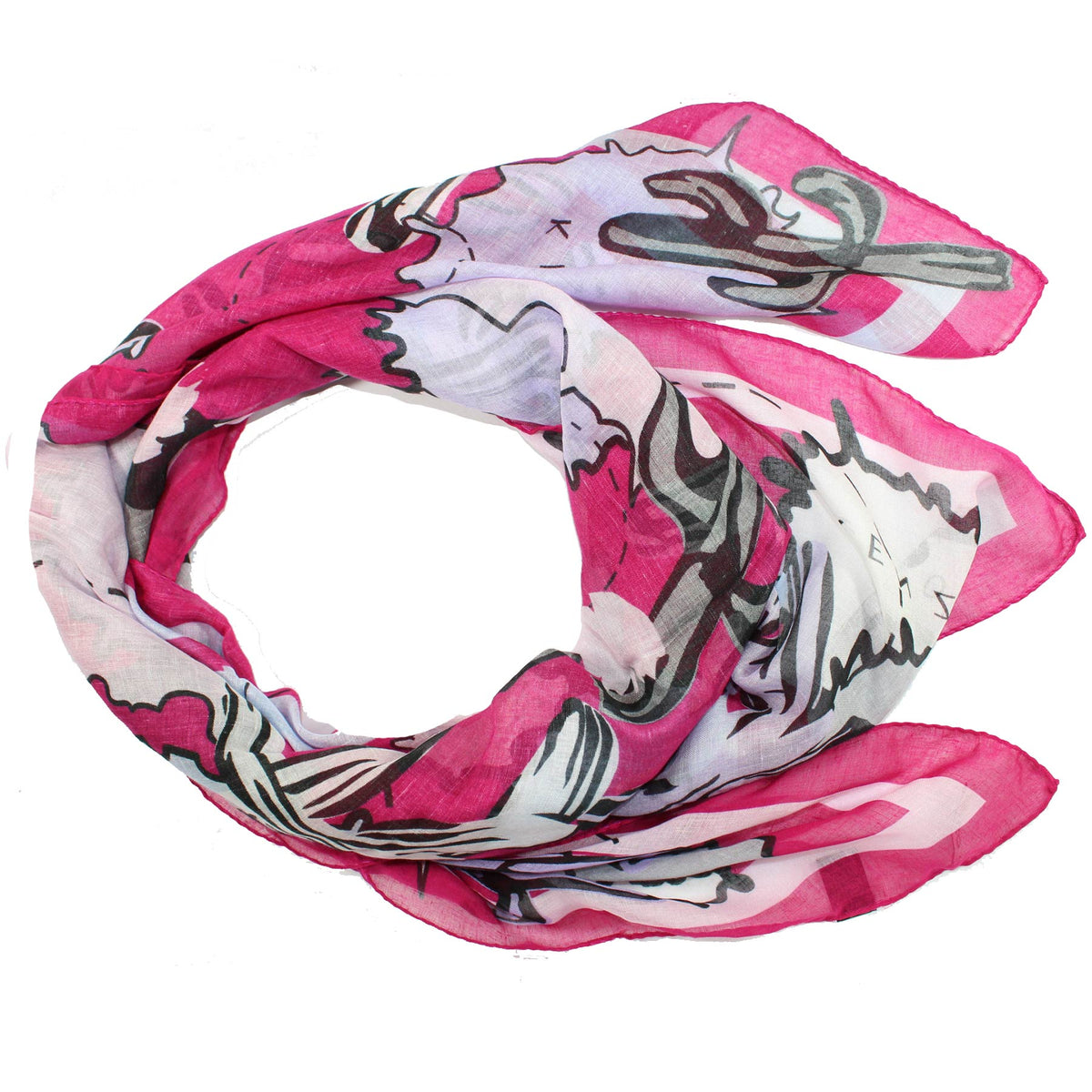 Kenzo Scarf Fuchsia Logo &amp; Cactus Design - Extra Large Modal Linen Wrap FINAL Sale