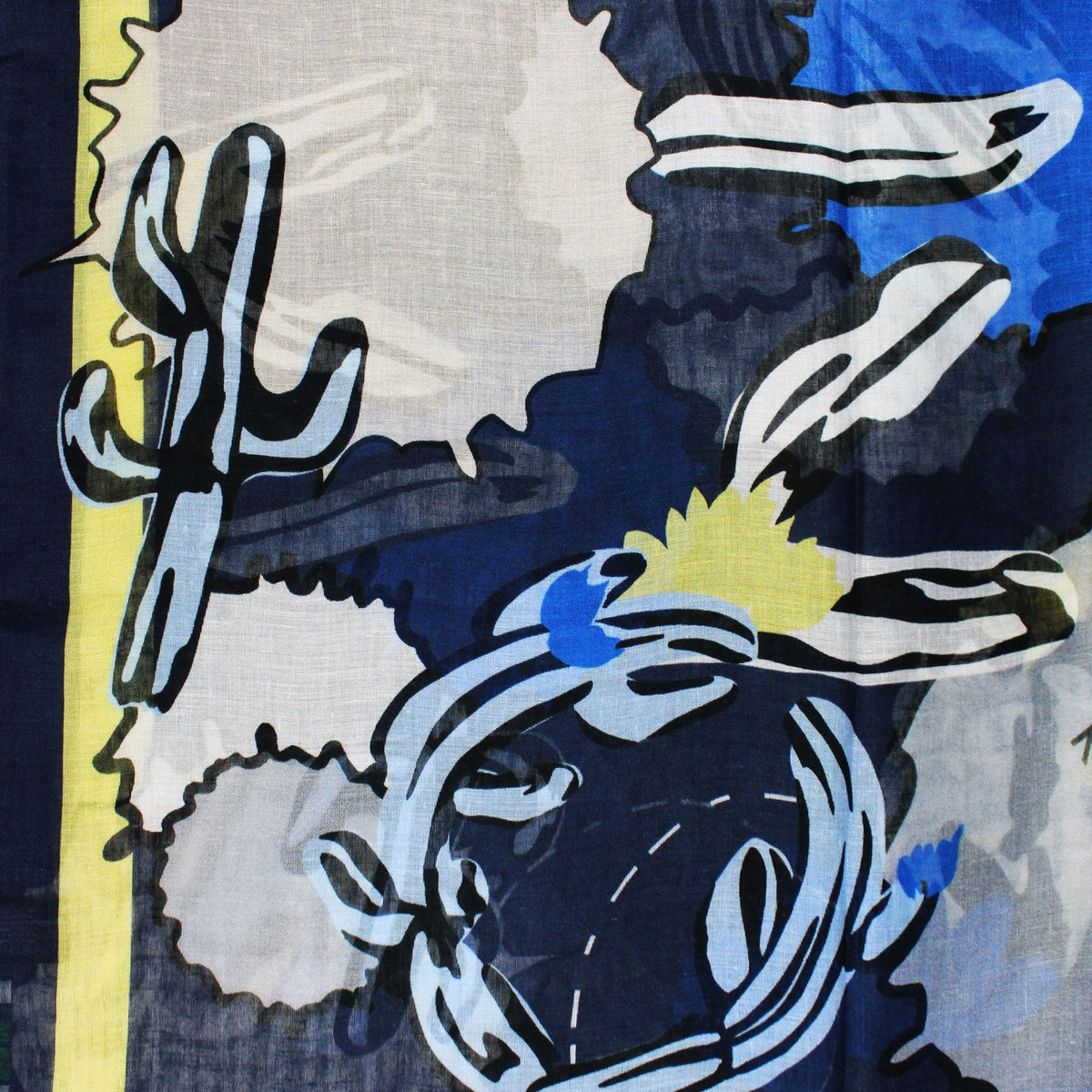 Kenzo Scarf Navy Blue Logo &amp; Cactus Extra Large Modal Linen Wrap FINAL SALE