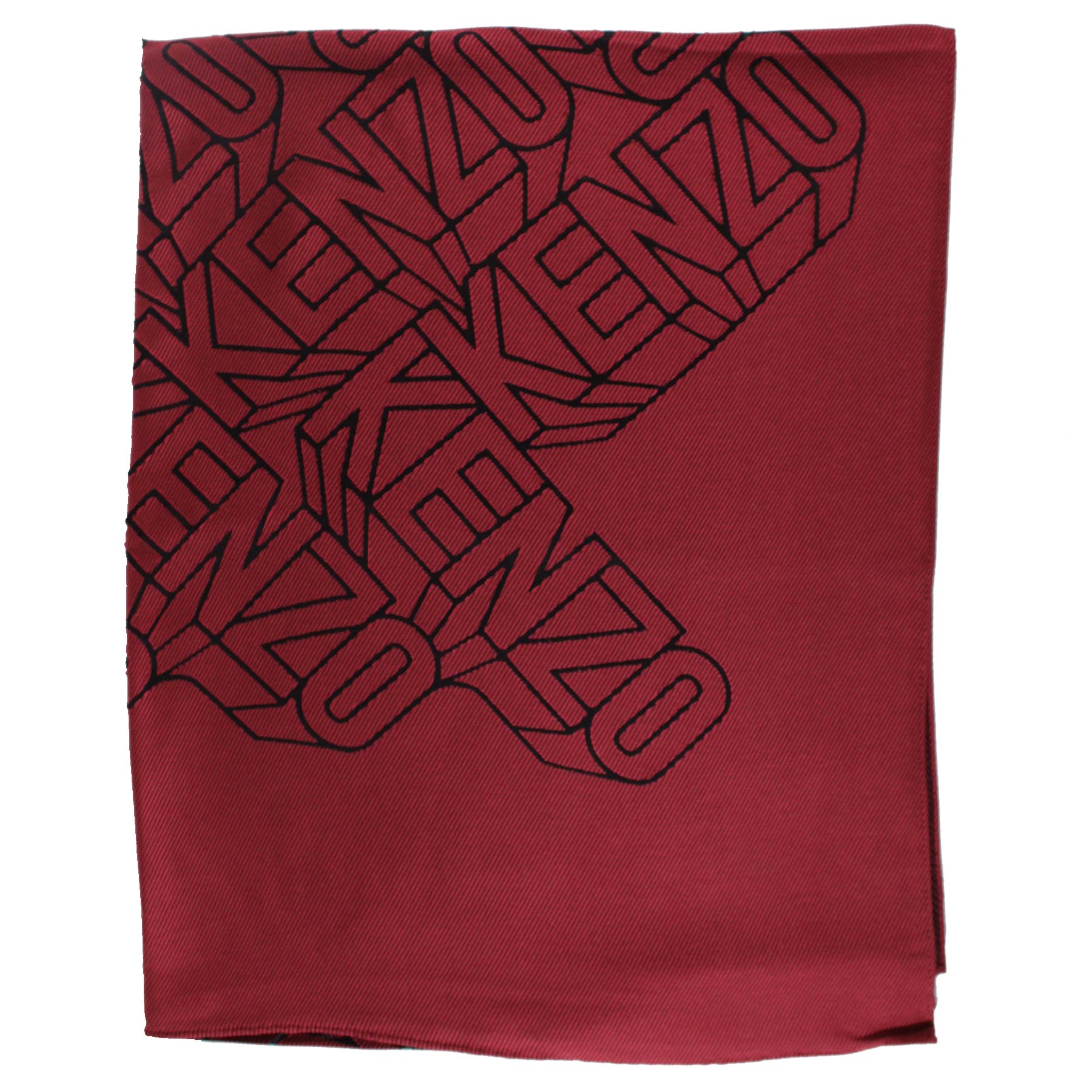 Kenzo Scarf Brick Red Logo Design - Modal Silk Shawl