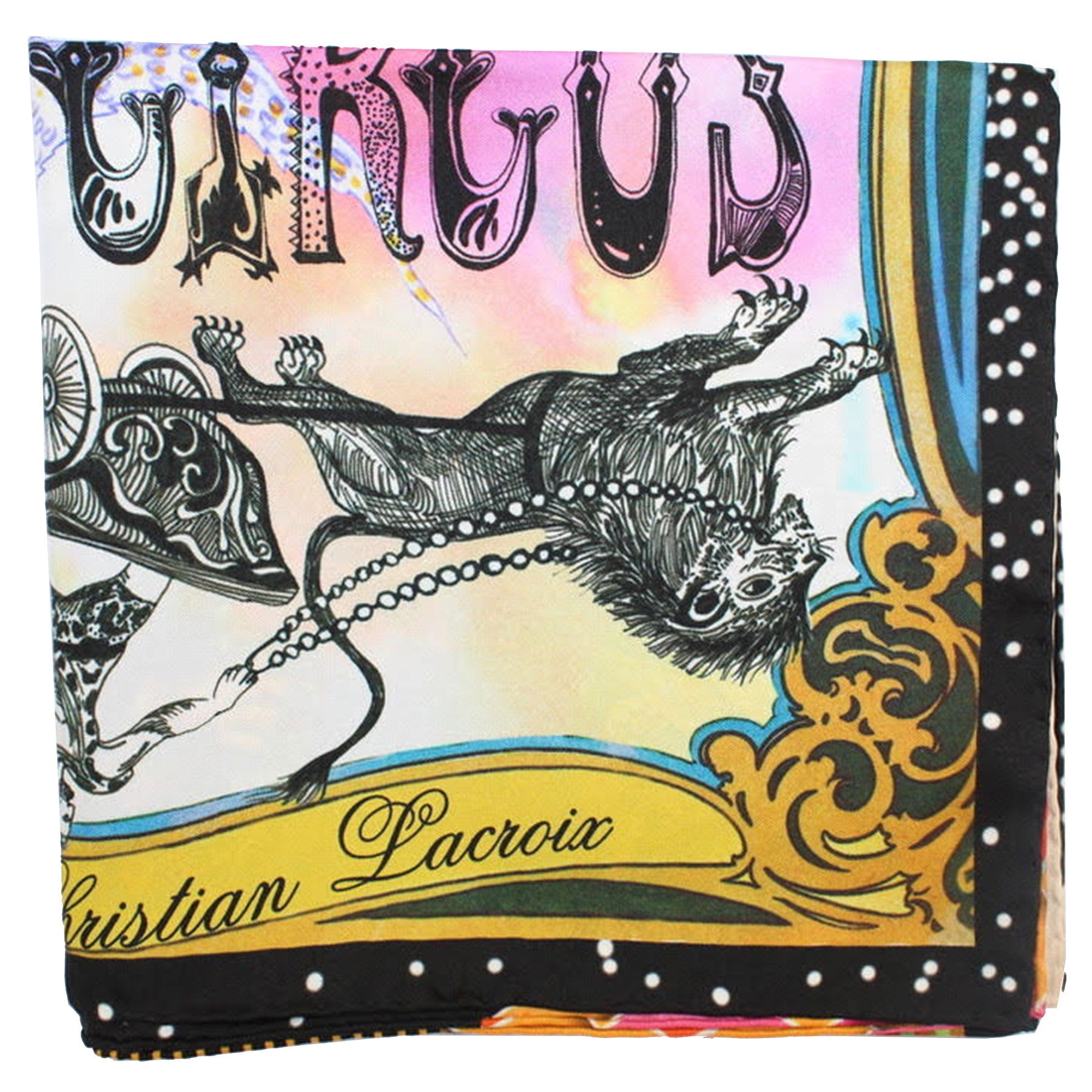 Christian Lacroix Scarf 20 Ans Design Multi color Circus Novelty - Large Twill Silk Square Scarf