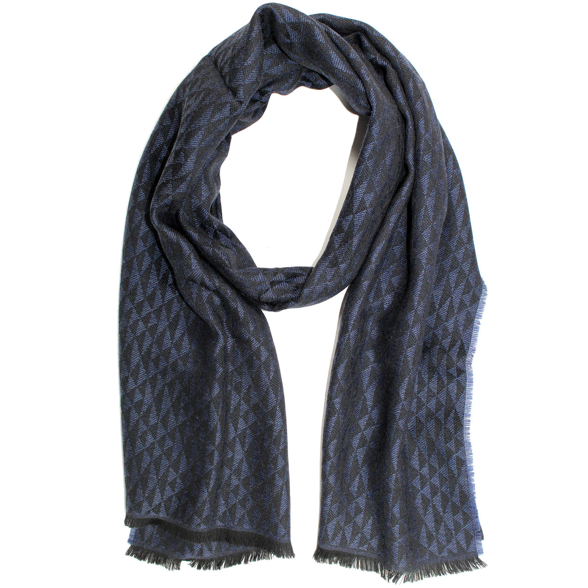 Lanvin Scarf Black Purple Design - Wool Shawl