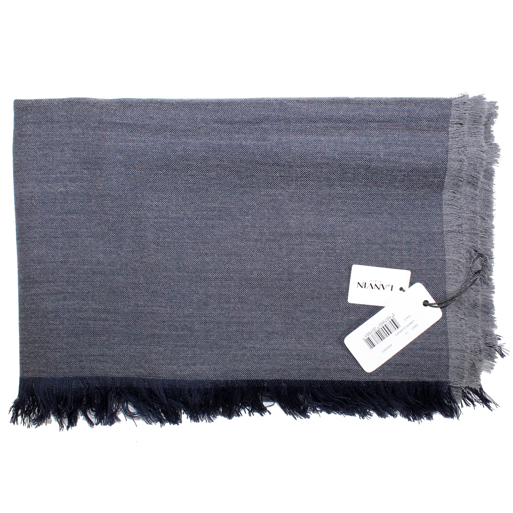 Lanvin Wool Scarf Dark Blue Gray SALE - Como Milano