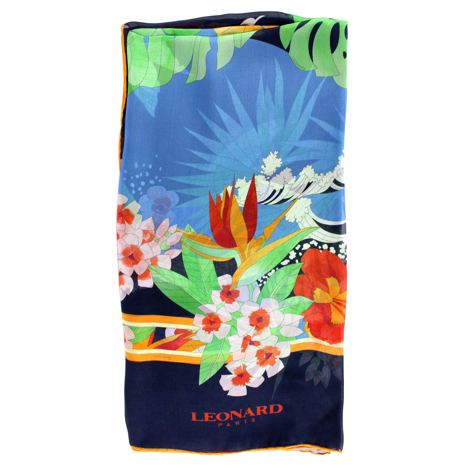 Leonard Paris Scarf Floral Floride Design - Chiffon Silk Shawl SALE