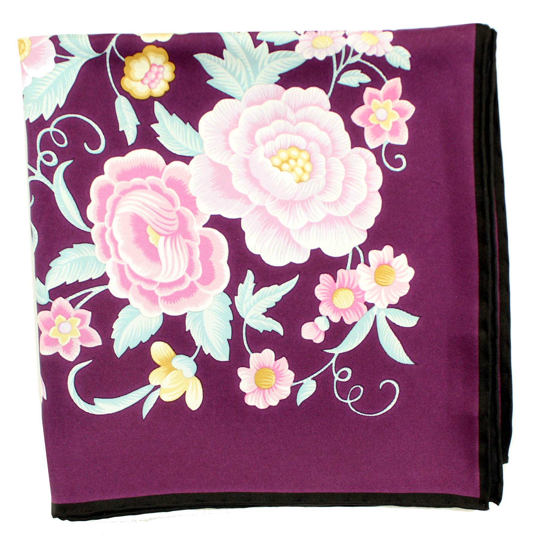 Purple Silk Scarf/ Silk Bandana with Floral Print — Sam Louise & Co.