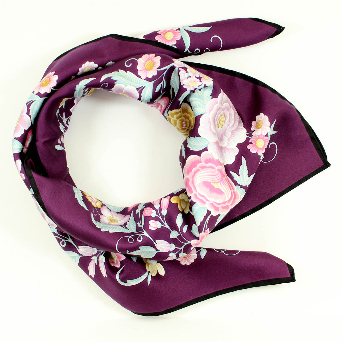 Loewe Scarf Purple Pink Floral NewSilk Square Scarf