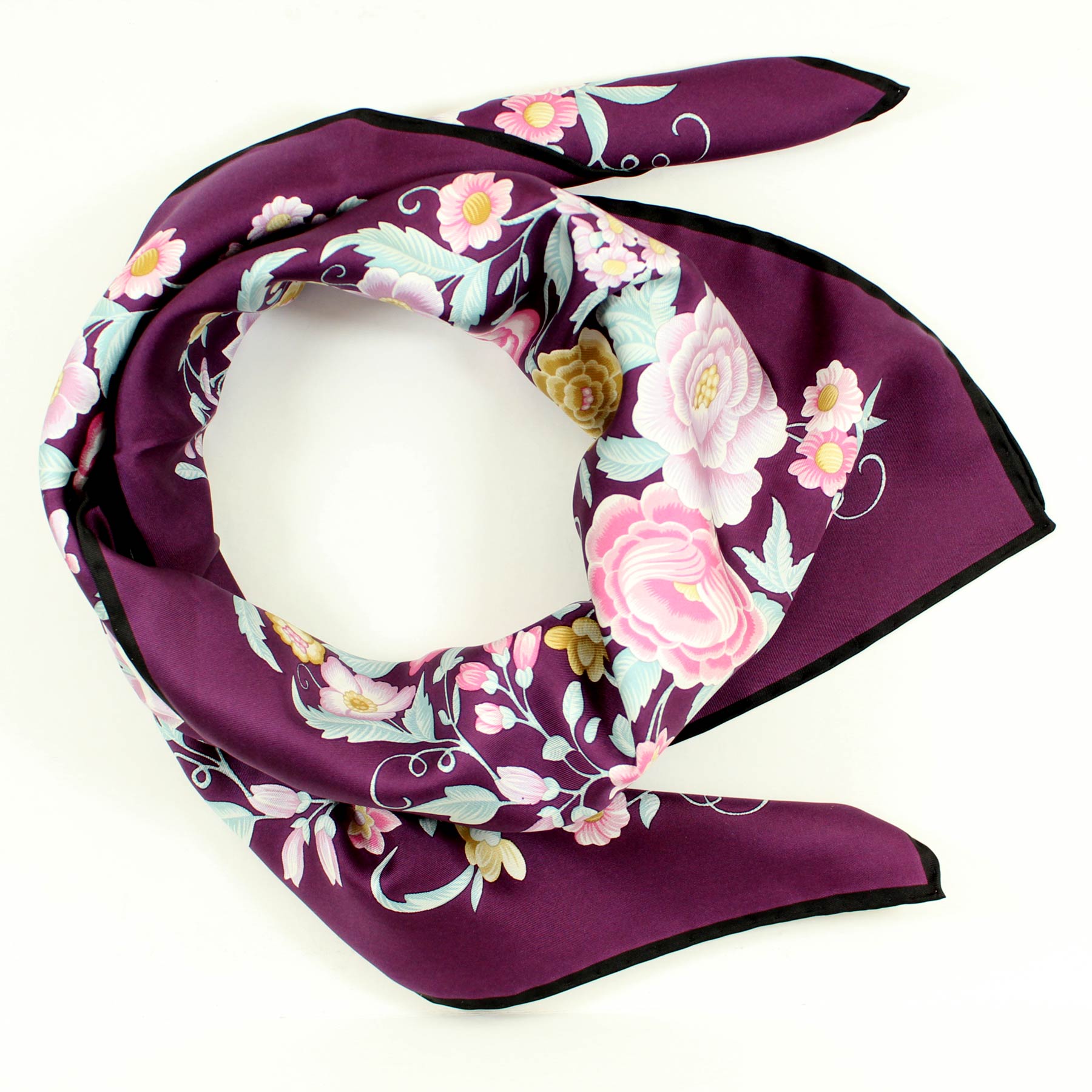 Floral Square Silk Twill Scarf