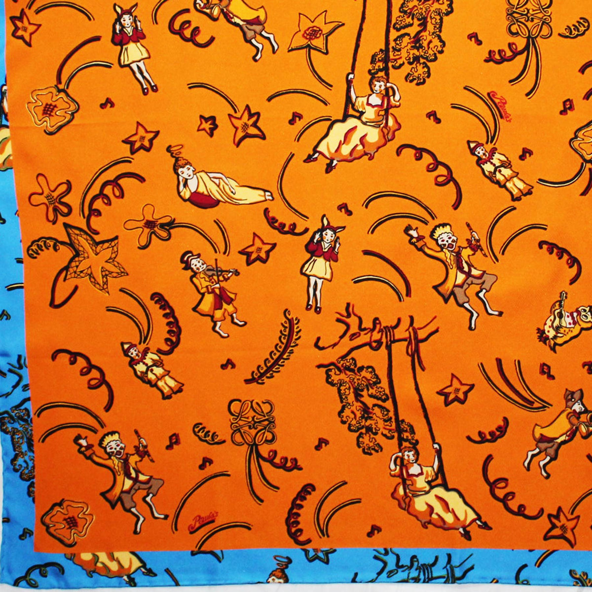Loewe Madrid Scarf Orange Blue Design Paula&#39;s Ibiza - Large Twill Silk Square Scarf