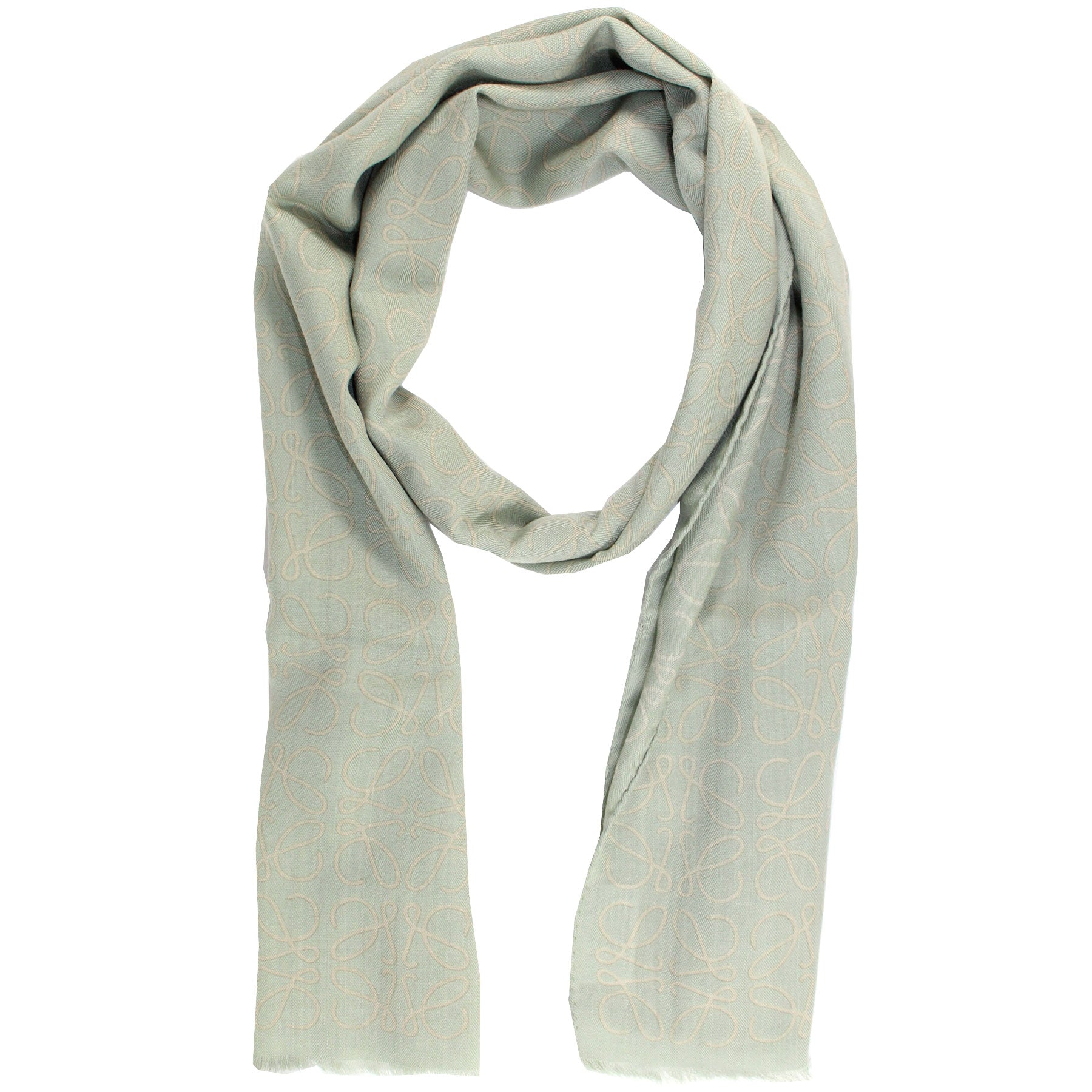 Loewe Anagram Scarf Ceylon Green - Wool Silk Cashmere Shawl