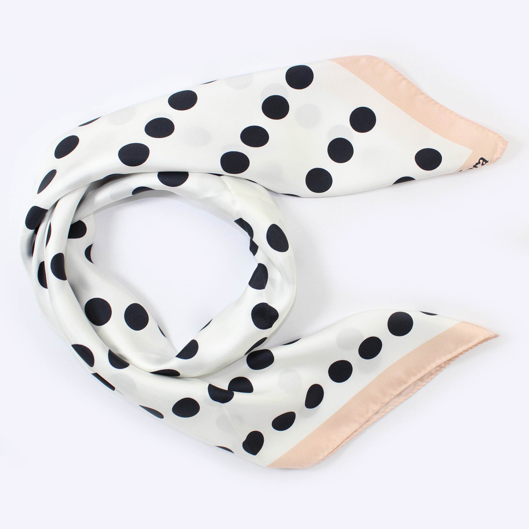 Max Mara Silk Scarf Black White Polka Dots 