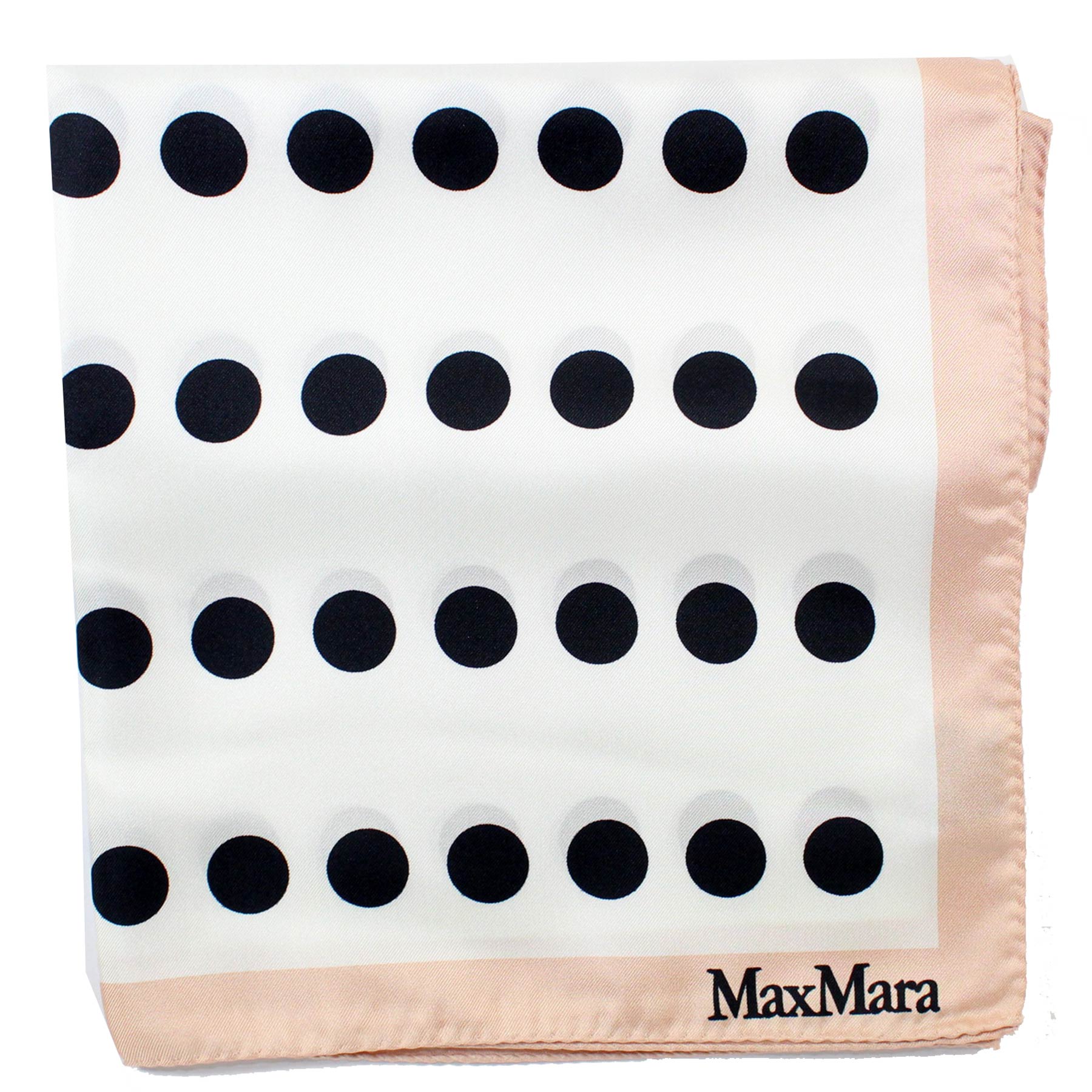 Max Mara Silk Scarf Black White Polka Dots 