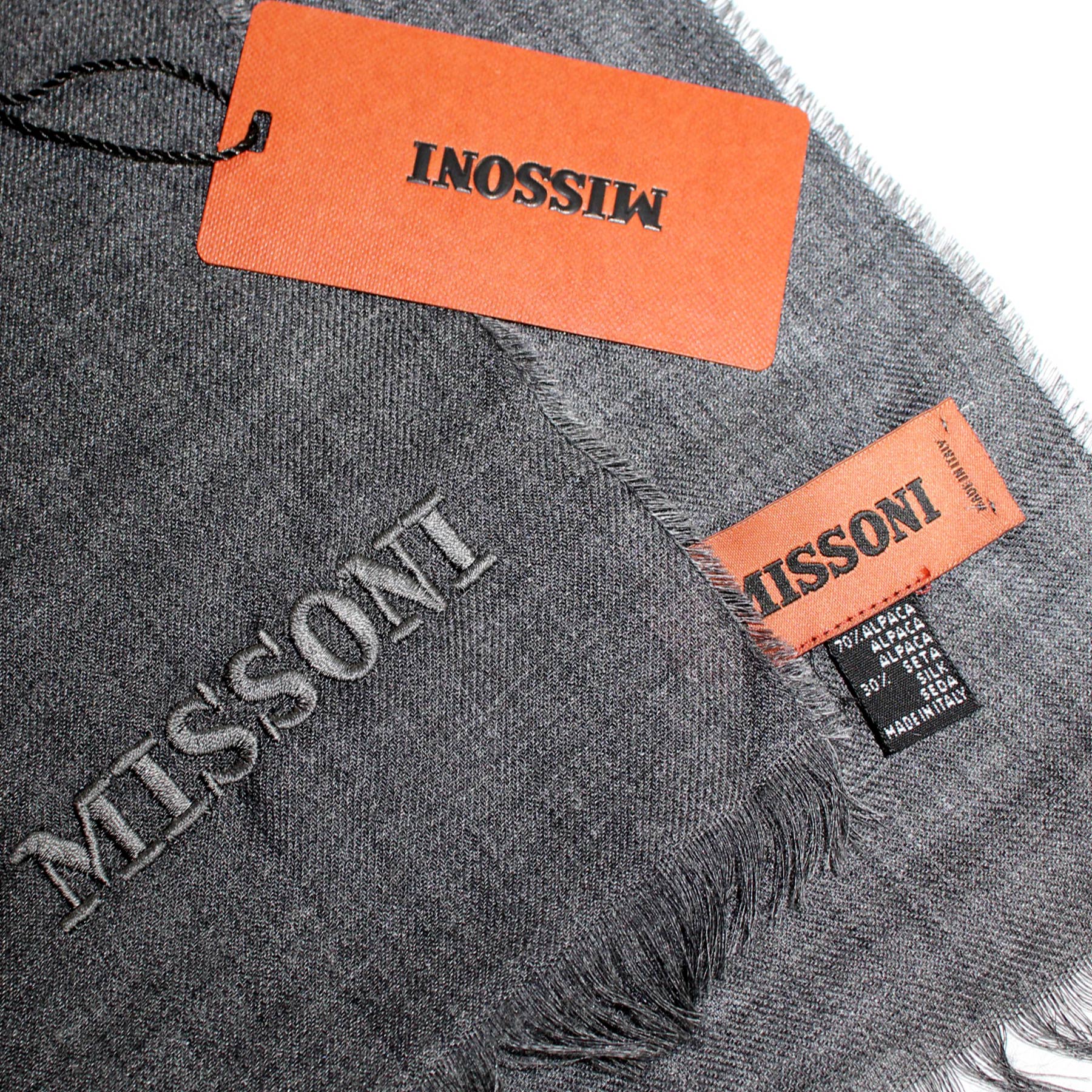 Missoni Scarf Charcoal Gray Design - Alpaca Silk Designer Shawl