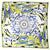 Emilio Pucci Silk Scarf Blue Yellow Black Ornamental Design - Large Twill Silk Square Scarf